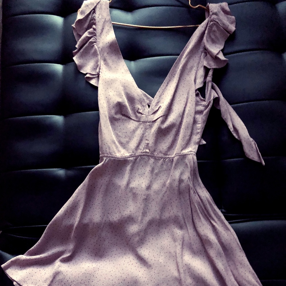 ruffle detail tie back dress